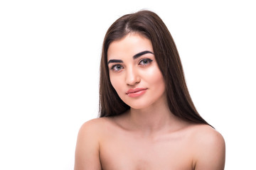 Fototapeta premium Caucasian beauty woman isolated on white skin care beautiful female portrait