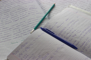 notebooks and pencils at school