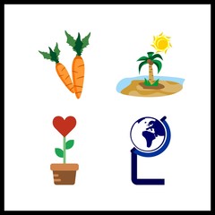 4 ecology icon. Vector illustration ecology set. island and globe icons for ecology works