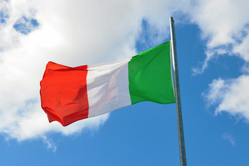 flag, italian, italy, sky, blue, europe, wind, white, national, color, red, green, background, italia, object, day, pole, banner, rome, european, nation, isolated