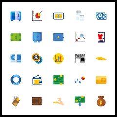 25 currency icon. Vector illustration currency set. line graph and money icons for currency works
