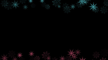 Fototapeta na wymiar Abstract background with a variety of colorful snowflakes. Big and small.