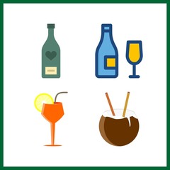 4 alcoholic icon. Vector illustration alcoholic set. wine bottle and wine icons for alcoholic works