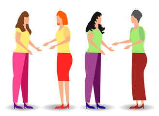 Obraz premium flat cartoon style, businessmen discuss social network, news, social networks,