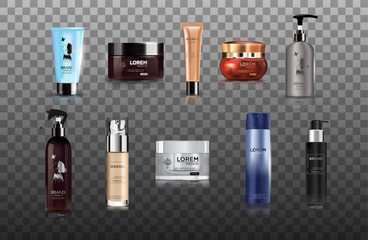 Digital Vector Realistic Bottles Set Collection Mockup. Vector illustration.