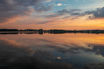 Lake in Sellin at sunset in Ruegen, Germany