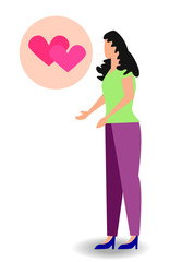 woman think and dream of love Cute thinking woman looking away isolated on white background