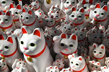 Obraz premium statues of cats in the Gotokuji temple in Japan.