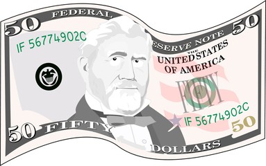 banknote worth fifty dollars,vector image