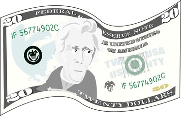 banknote twenty dollars ,vector image.