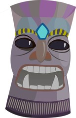 Hawaiian idol of the Tiki tribe, wooden mask.vector image