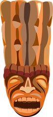 Hawaiian idol of the Tiki tribe, wooden mask.vector image
