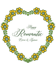 Vector illustration lettering romantic with various beautiful flower frames hand drawn