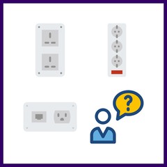 4 cell icon. Vector illustration cell set. socket and user icons for cell works