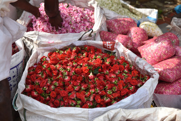 Marché aux fleurs de madurai, Inde du Sud