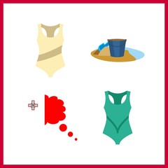 4 ocean icon. Vector illustration ocean set. malta and swimsuit icons for ocean works