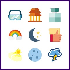 9 cloud icon. Vector illustration cloud set. cologne and rainbow icons for cloud works