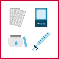 4 dose icon. Vector illustration dose set. syringe and medicine icons for dose works