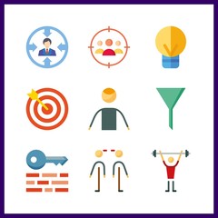 9 strategy icon. Vector illustration strategy set. idea and training icons for strategy works