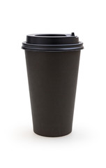 Large brown coffee paper cup isolated on white