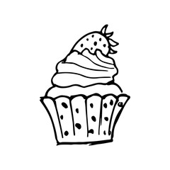 Hand drawn doodle muffin.Perfect for invitation, greeting card