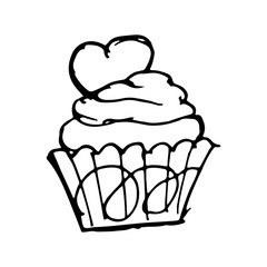 Hand drawn doodle muffin.Perfect for invitation, greeting card