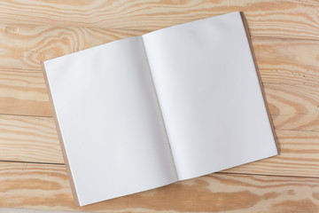Abstract Blank one white paper on wooden table top view background concept for empty letter business sheet, plain brochure mock up template, flyer card, notebook frame notepad.