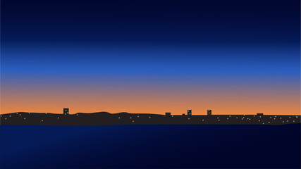 Fototapeta premium Vector ilustration with sea lanscape at sunset