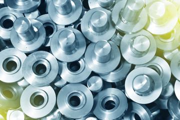 Iron component group at valve manufacturing plant. Retractable valve inside the faucet