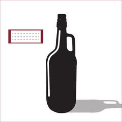 Vector beer or wine black silhouette isolated
