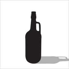 Vector beer or wine black silhouette isolated