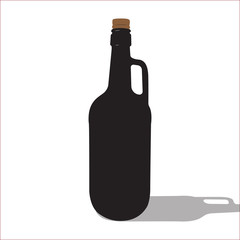 Vector beer or wine black silhouette isolated