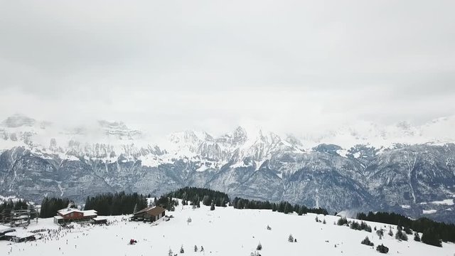 Flums, Switzerland. Snowy mountains. Beautiful landscape.