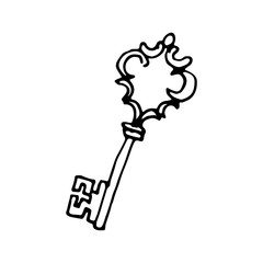 Hand drawn doodle key.Perfect for invitation, greeting card