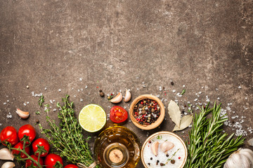 Fototapeta na wymiar Cooking table with ingredients