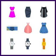 9 elegant icon. Vector illustration elegant set. dress and underwear icons for elegant works