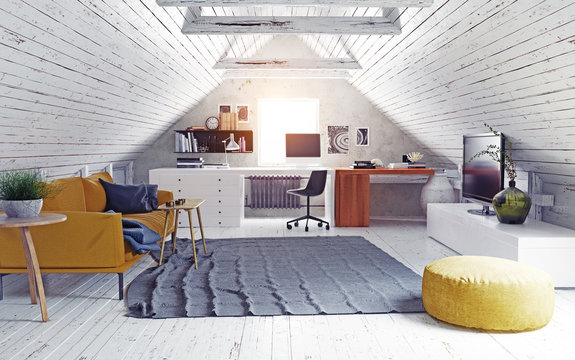 Modern Attic Interior.