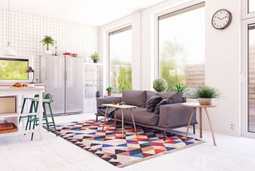 modern scandinavian living room design.