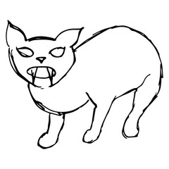 black cat hand draw