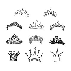 Hand drawn doodle set of crowns.Perfect for invitation © mlanaa