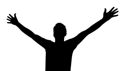 man , body part , raised hands, silhouette vector