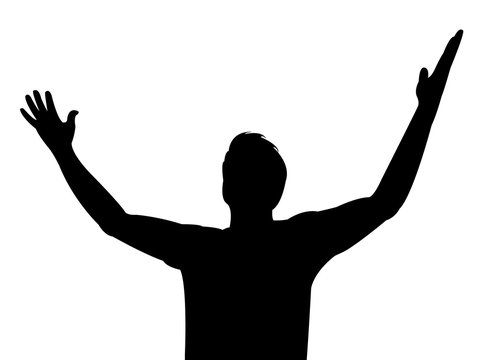 man , body part , raised hands, silhouette vector