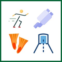 4 sports icon. Vector illustration sports set. tunnel and swimming icons for sports works