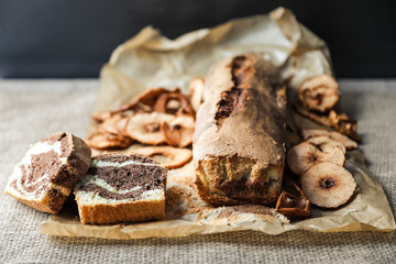 Homemade cake with cocoa.