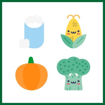 4 crop icon. Vector illustration crop set. cotton and corn icons for crop works
