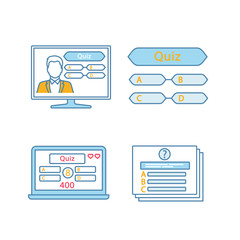 Quiz show color icons set