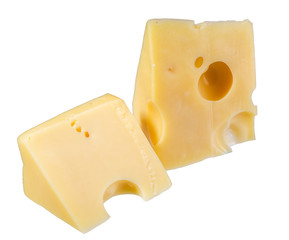 Cheese block isolated on white background cutout