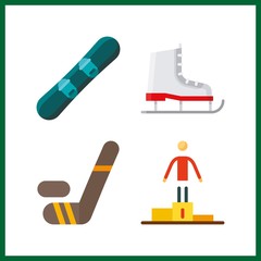 4 sports icon. Vector illustration sports set. snowboard and olympic games icons for sports works