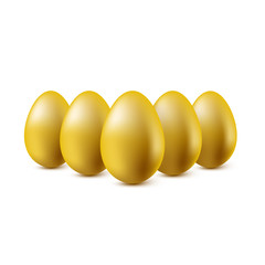 Color Easter eggs stand in a row on a white background.