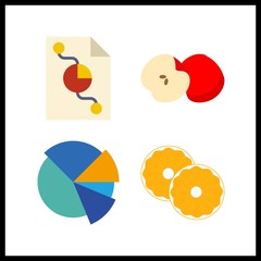4 piece icon. Vector illustration piece set. orange and pie chart icons for piece works